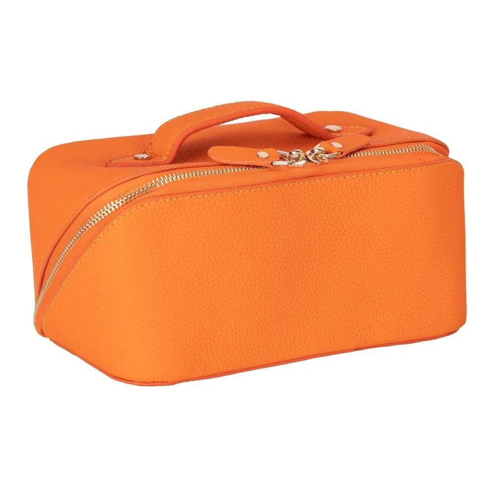 Leather Make-up Bag in Melon