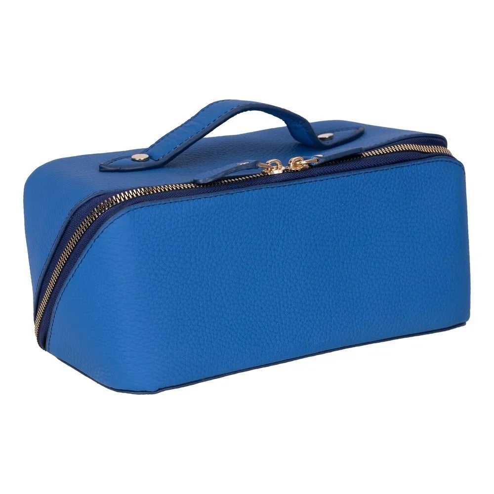 Leather Make-up Bag in Sandy Blue
