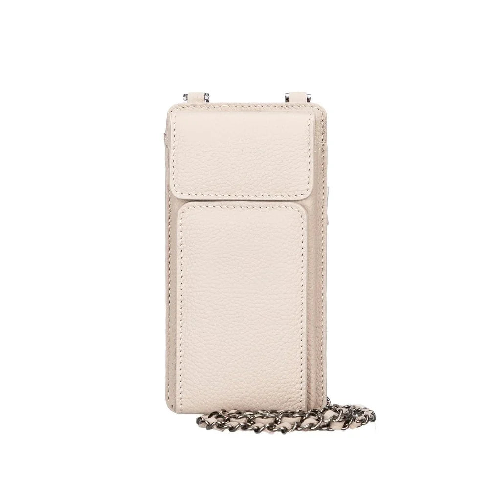 Leather Crossbody Phone Bag in Sandy Brown