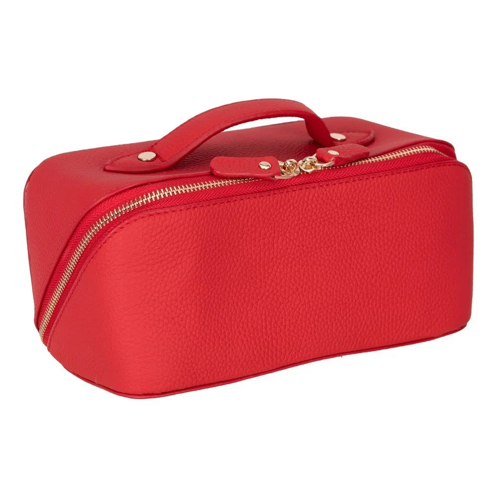 Leather Make-up Bag in Flame