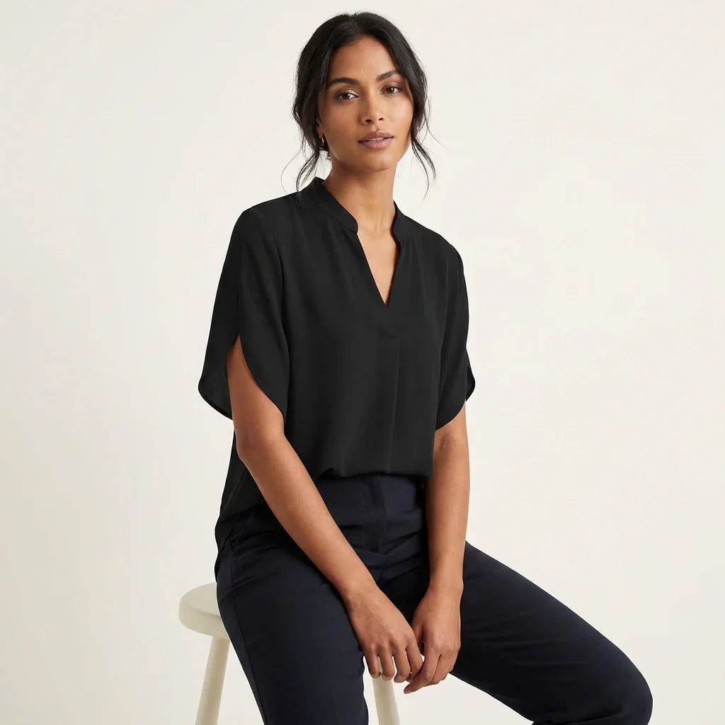 Women's Short Sleeve Blouse in Black