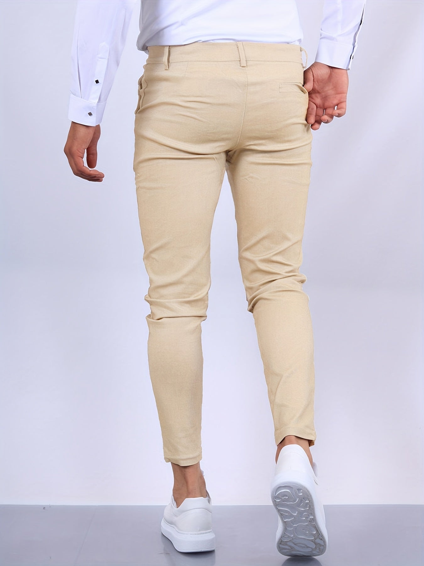 Men's Slim Fit Stretch Chino Trousers - product view | SAINT DOR