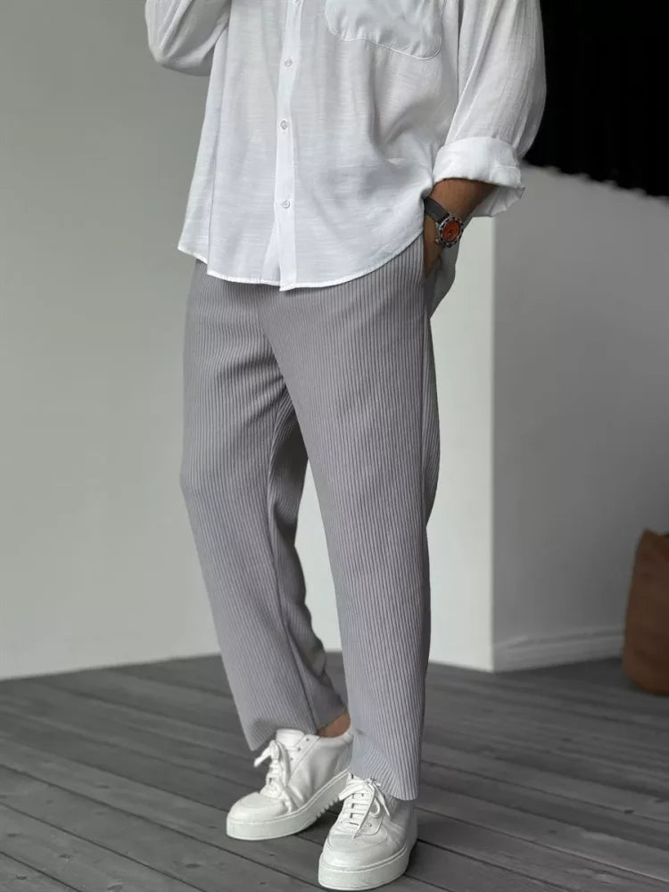 Men's Relaxed Fit Corduroy Trousers - Neutral Tones - detail view | SAINT DOR