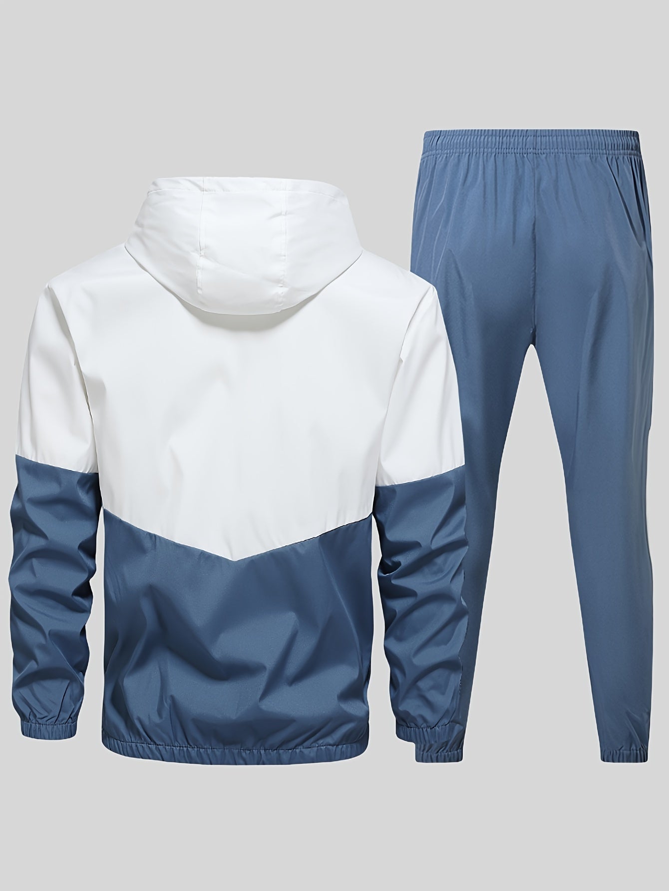 Men's Waterproof Two-Tone Tracksuit - Hooded Sport Set with Zip in Green — detail view