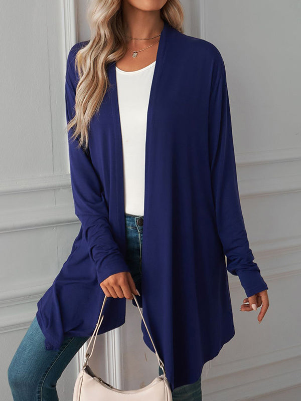 Light waterfall jacket with a draped collar and an open front