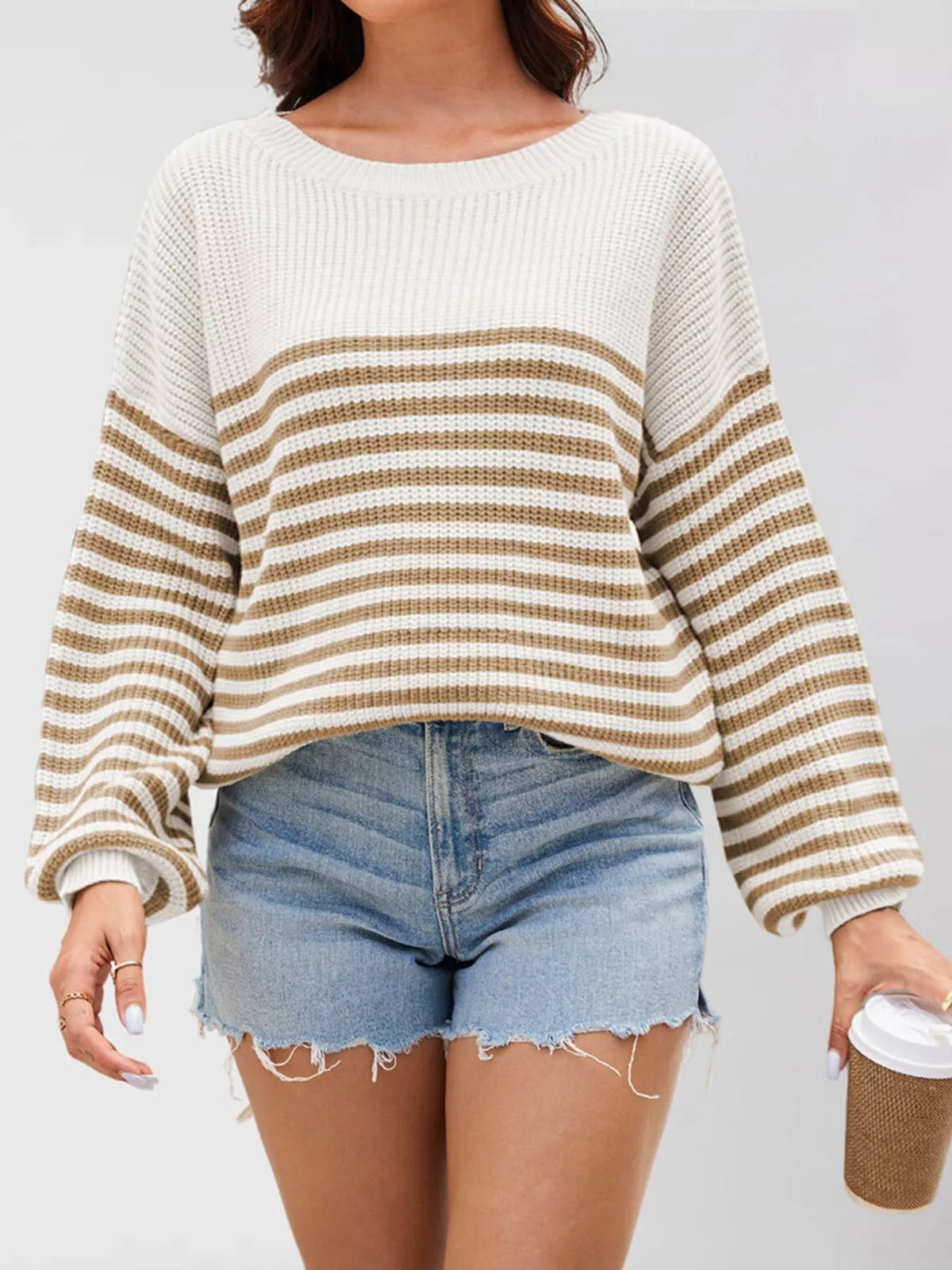 Women's fine stripe knit jumper - detail