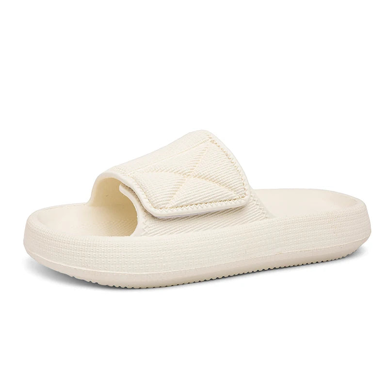 Sliders with a thick EVA sole and a wide hook-and-loop strap