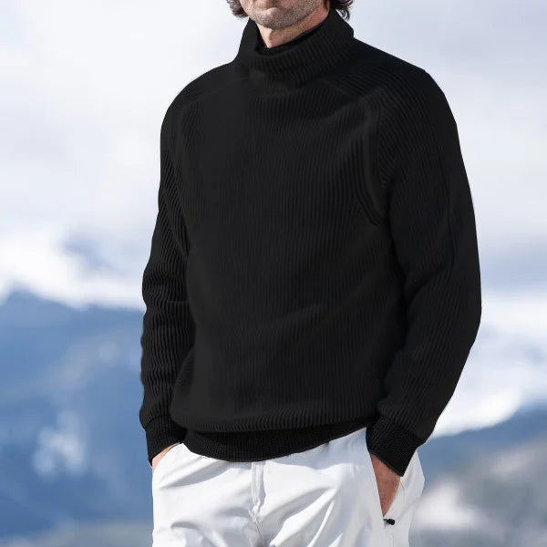 Men's chunky roll neck jumper in Black