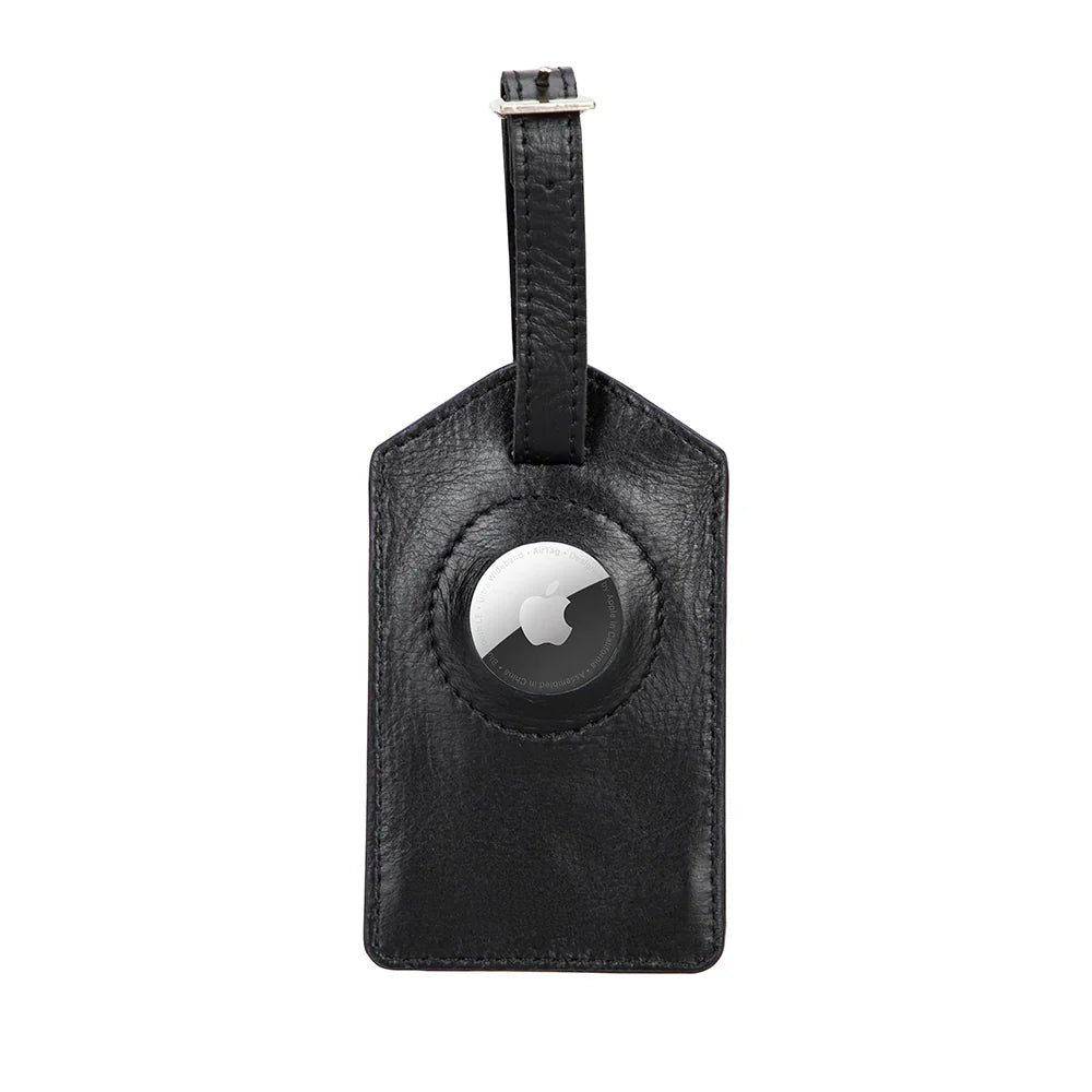 Leather Luggage Tag in Black
