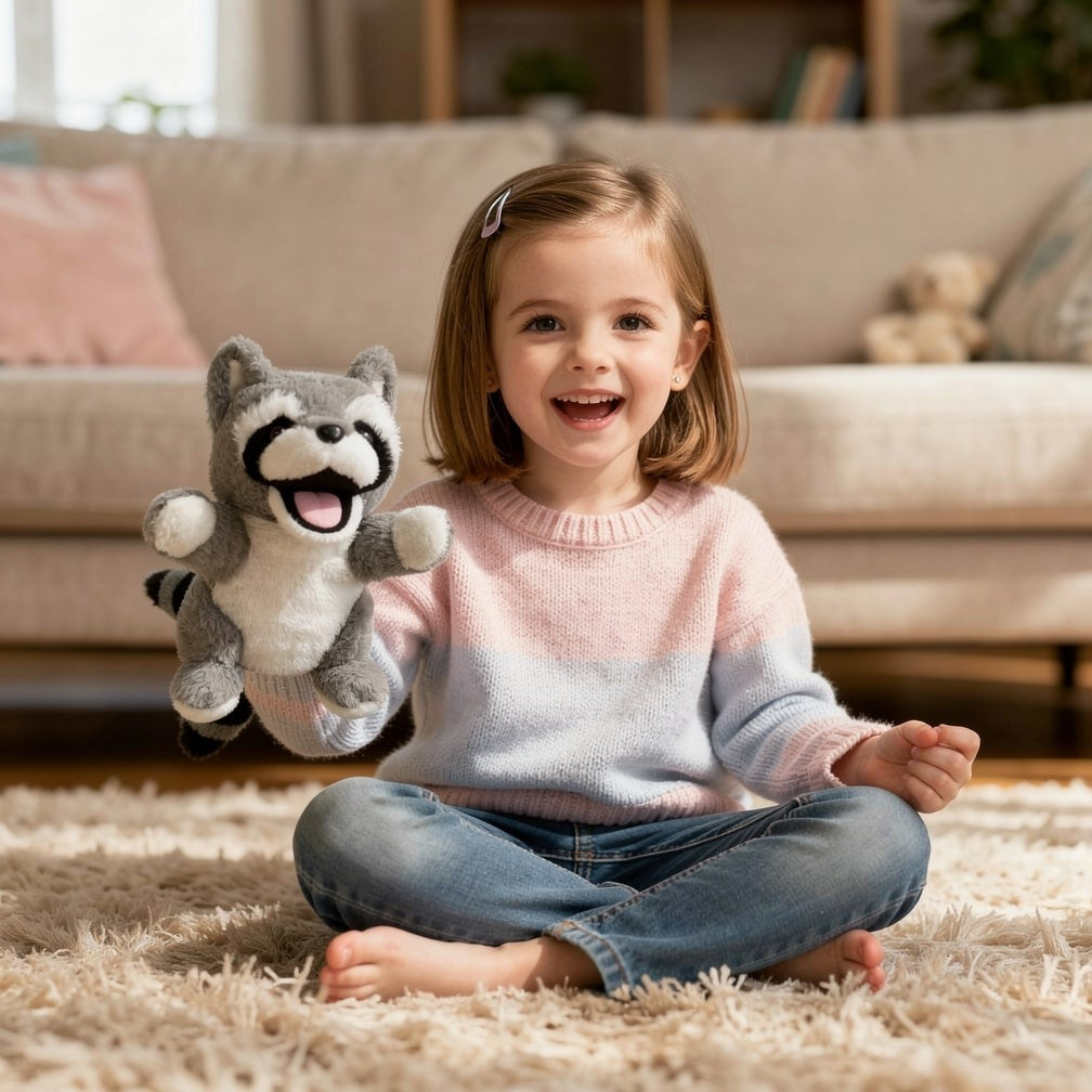 25 cm animal hand puppet soft toy - raccoon
