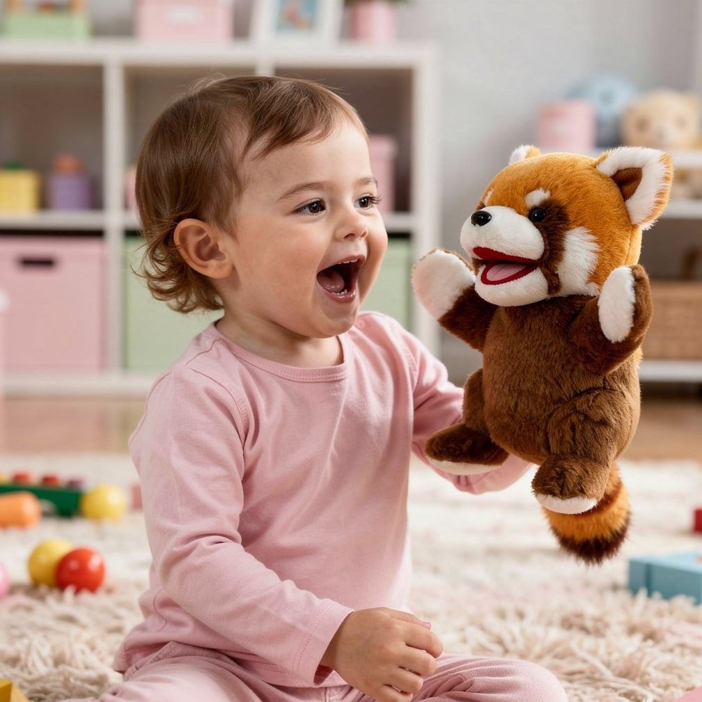 25 cm animal hand puppet soft toy - red panda