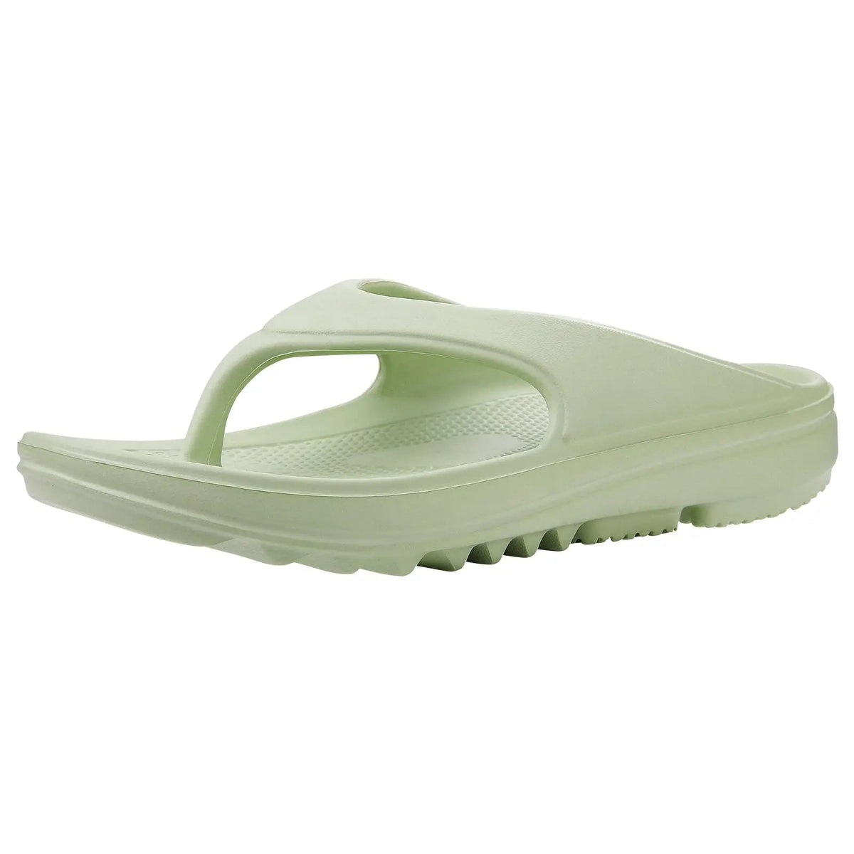 EVA flip flops with arch support footbed, deep heel cup and thick non-slip sole - light green