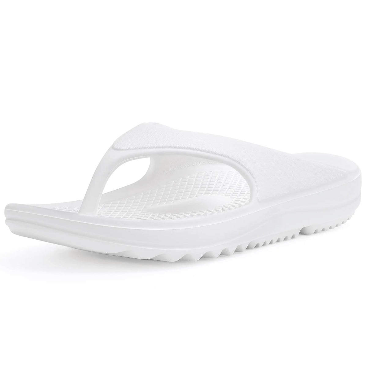 EVA flip flops with arch support footbed, deep heel cup and thick non-slip sole - white