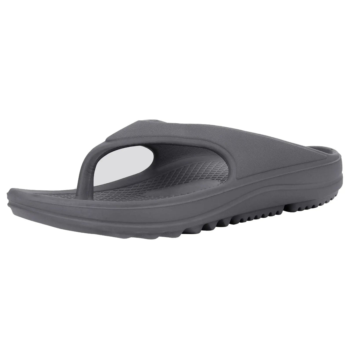 EVA flip flops with arch support footbed, deep heel cup and thick non-slip sole - grey