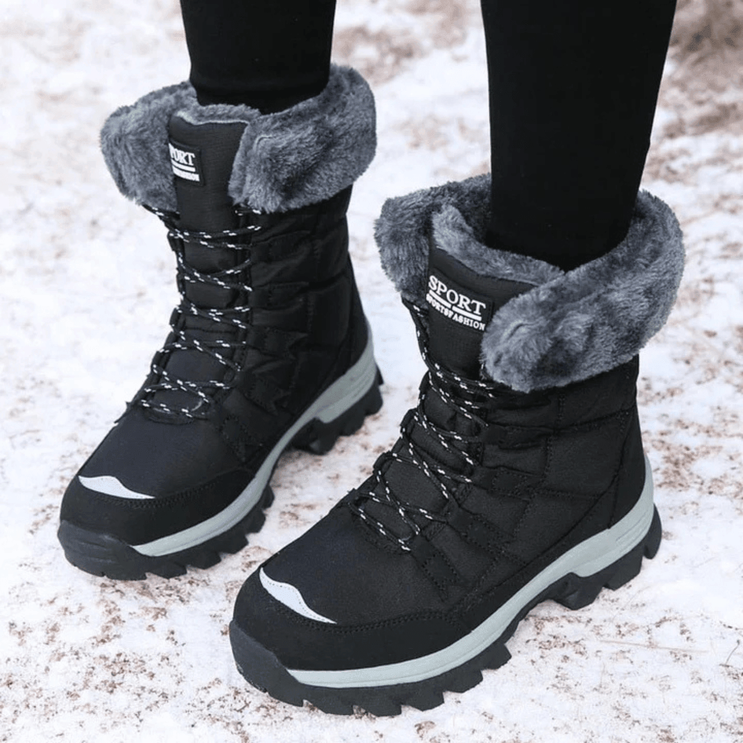 Women's Shoes - Warm Waterproof Winter Boots in Beige