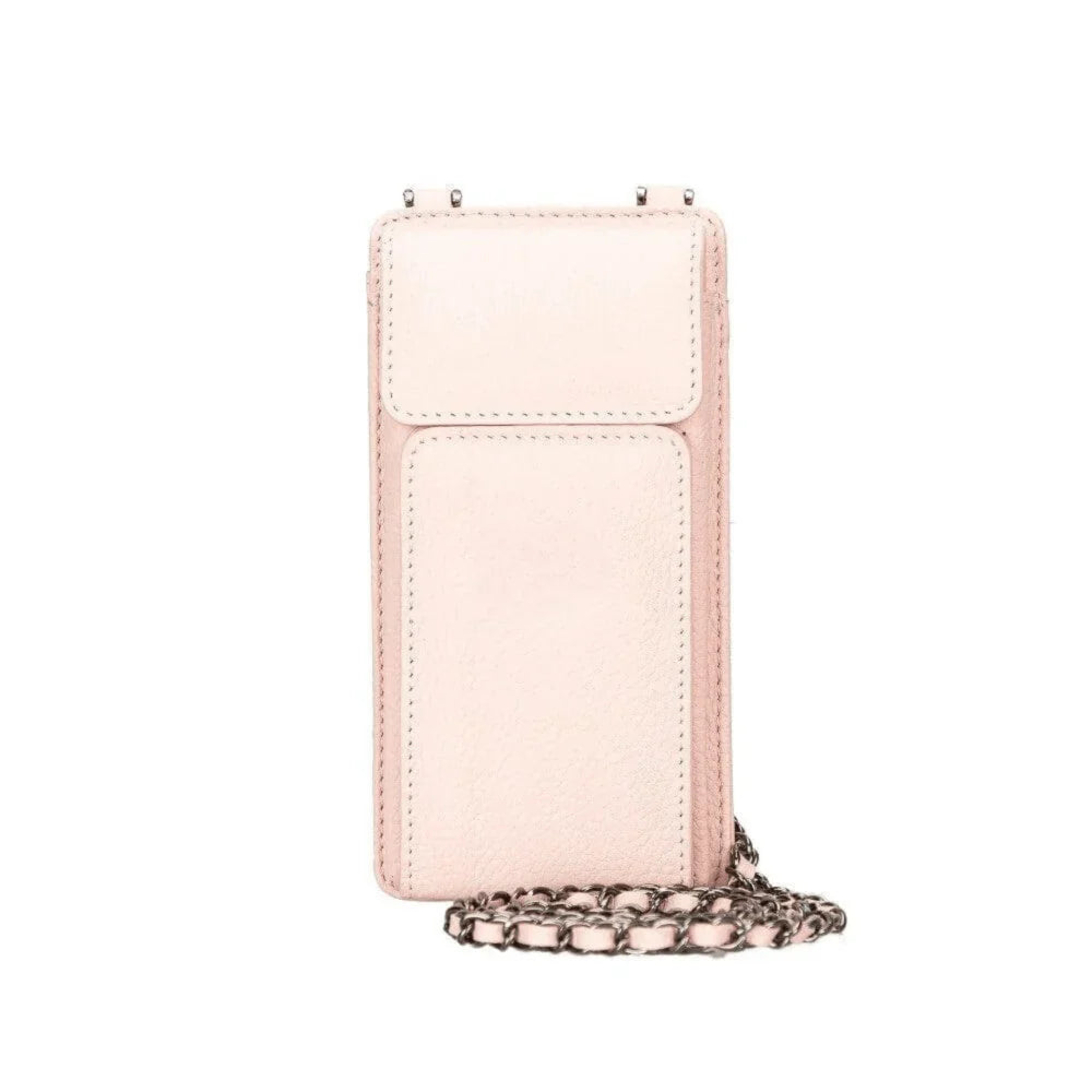 Leather Crossbody Phone Bag in Carnation