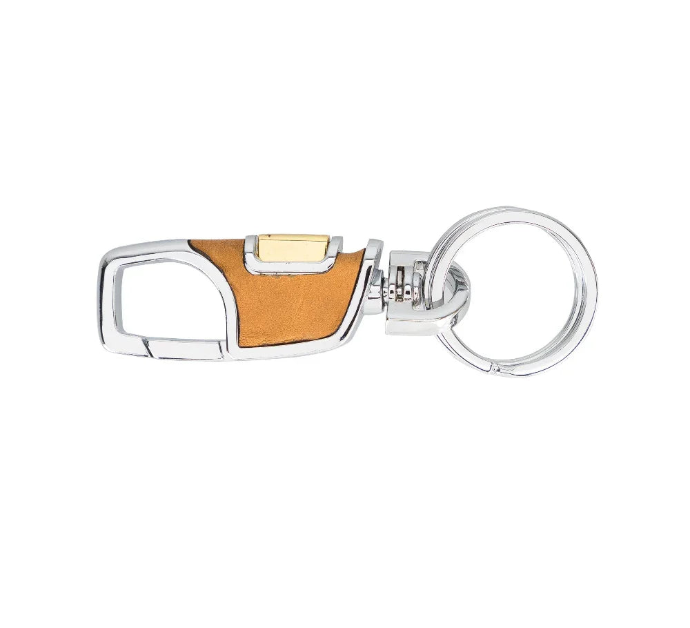 Leather Keyring in Brass