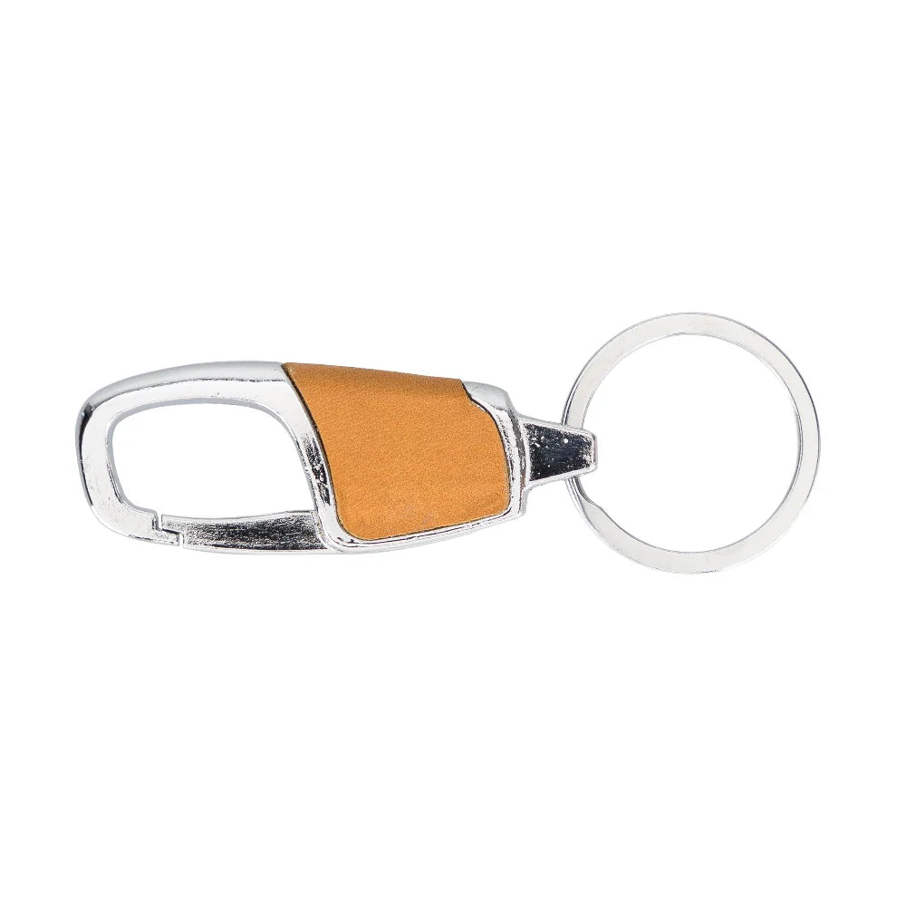 Leather Keyring in Brass