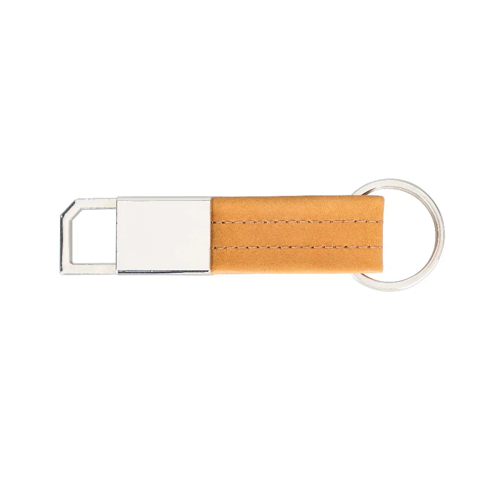 Leather Keyring in Brass