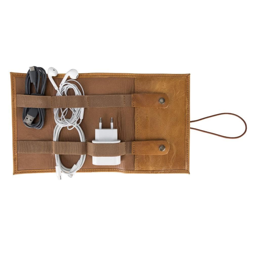 Leather Cable Organiser in Sandy Mocha