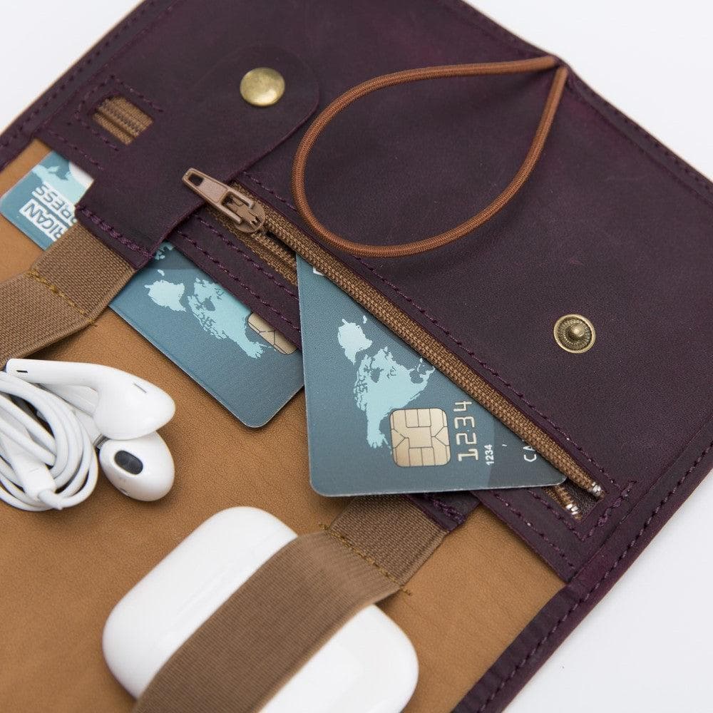 Leather Cable Organiser in Mulberry