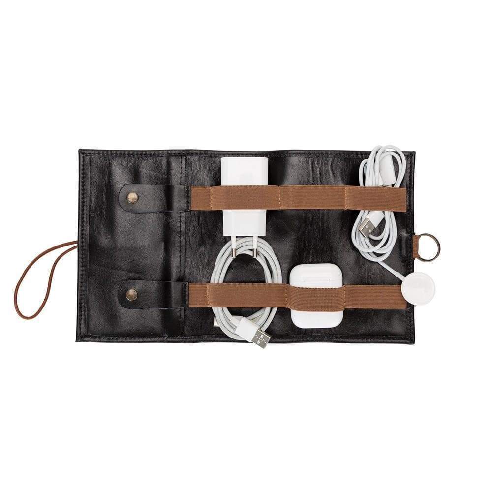 Leather Cable Organiser in Black