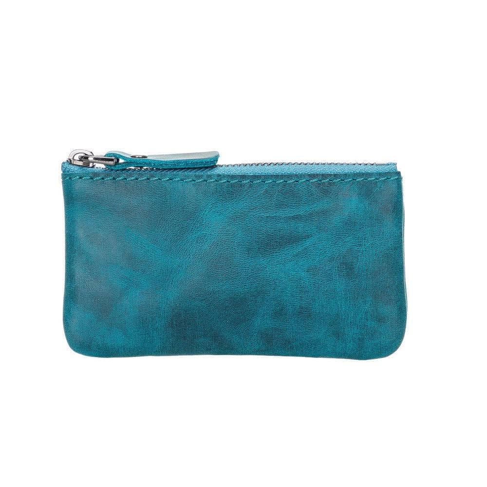Leather Card Holder in Sky Blue