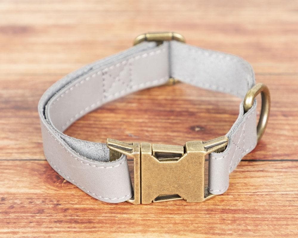 Leather Dog Collar in Grey