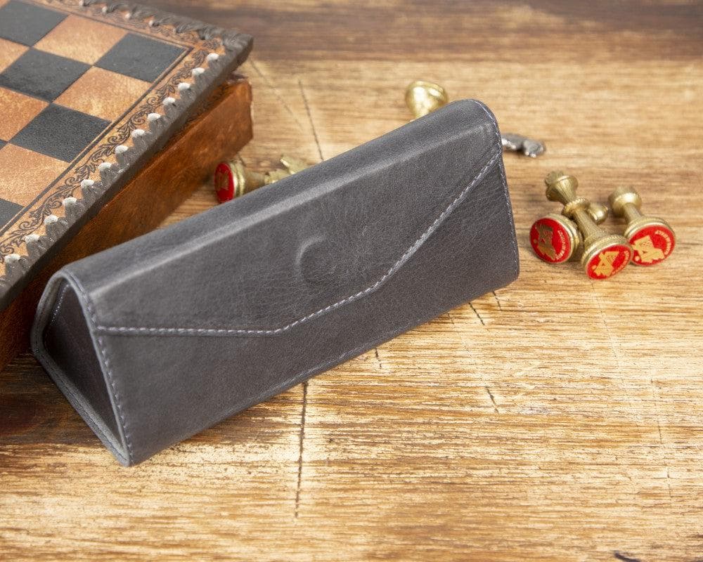 Leather Glasses Case in Sandy Grey