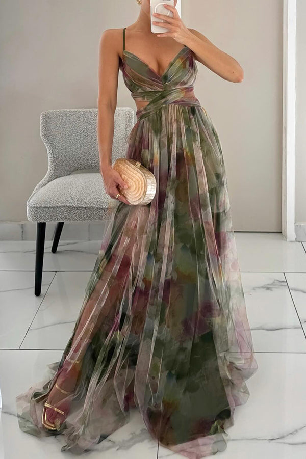 Women's Floral Print Maxi Dress – Lightweight Summer Style – product view