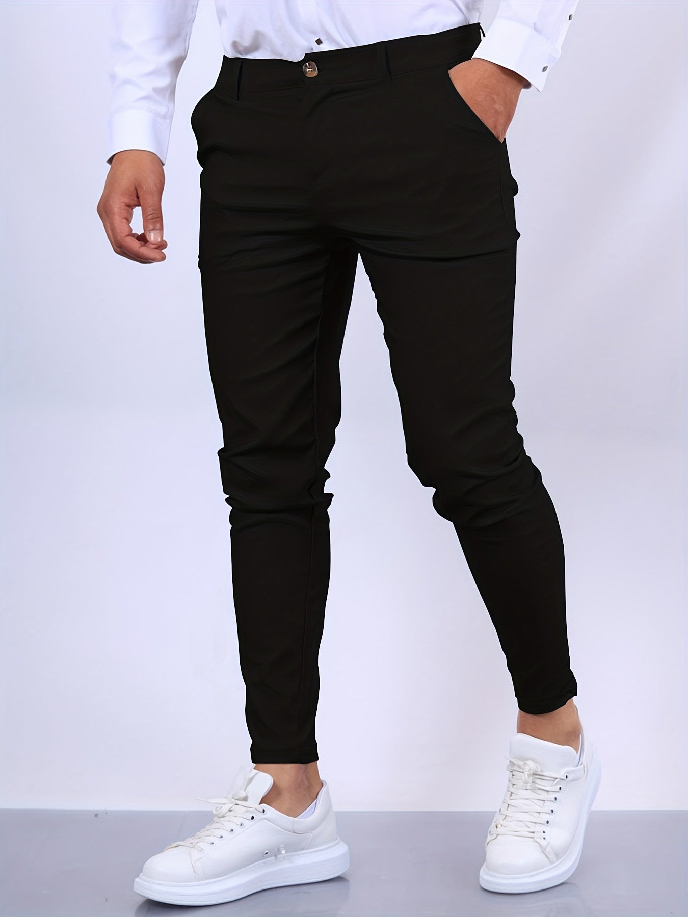 Men's Slim Fit Stretch Chino Trousers - back view | SAINT DOR