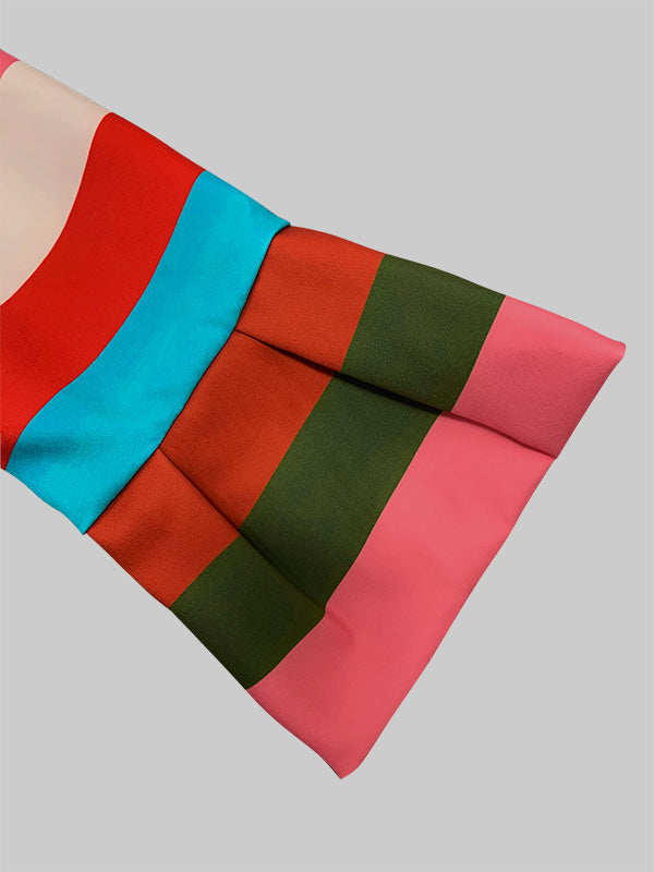 Short striped jacket in bright colour bands with flared sleeves