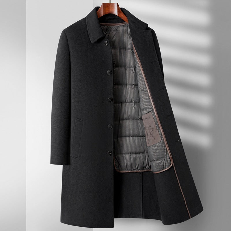Men's Long Wool Winter Jackett - Stylish and Warm Winter Coat for Men - front view