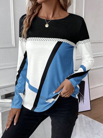 Women's colour block long sleeve top - detail