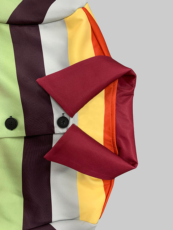Short striped jacket in bright colour bands with flared sleeves