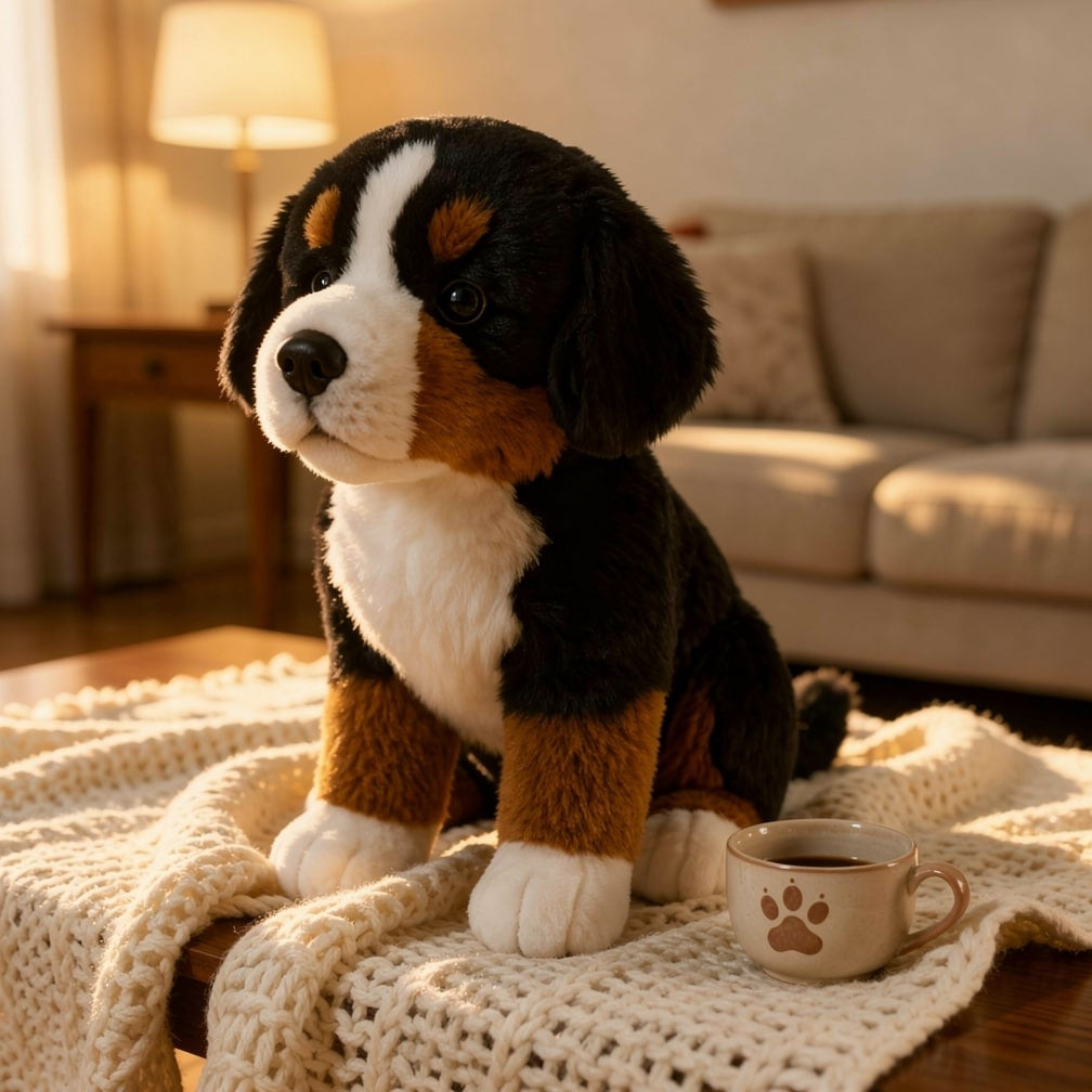 Realistic Bernese Mountain Dog puppy soft toy - view 3