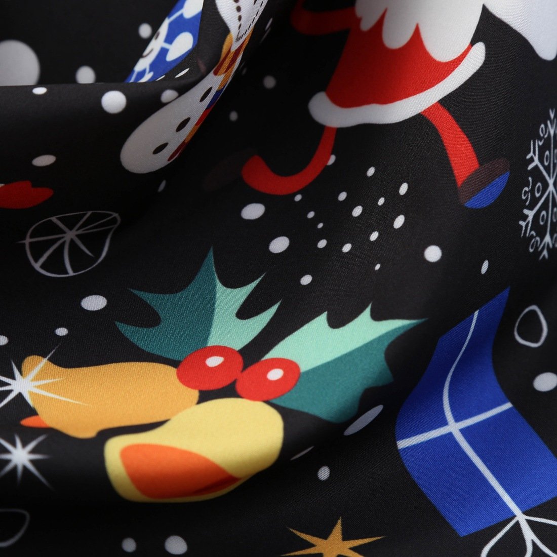 Women's black Christmas dress with snowman print skirt and a slim belt