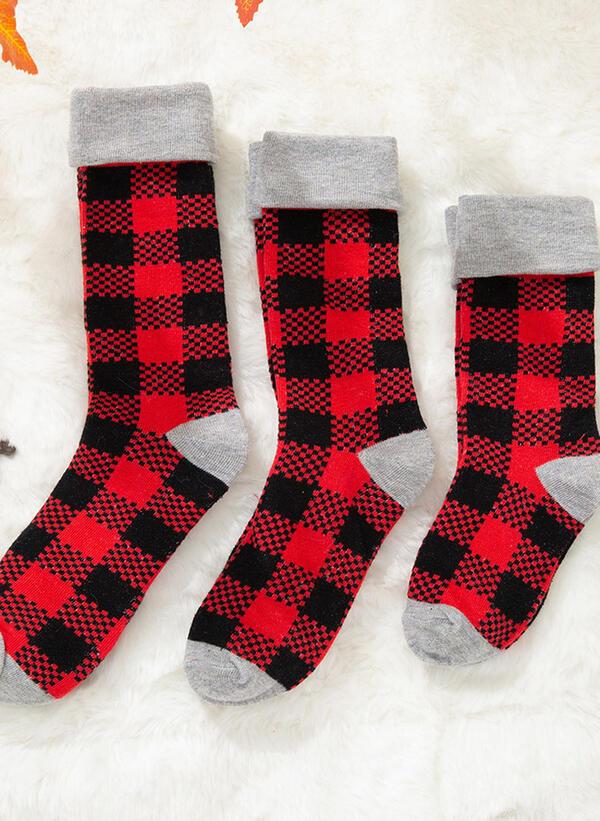 Tall buffalo check Christmas socks with a wide turned-down cuff