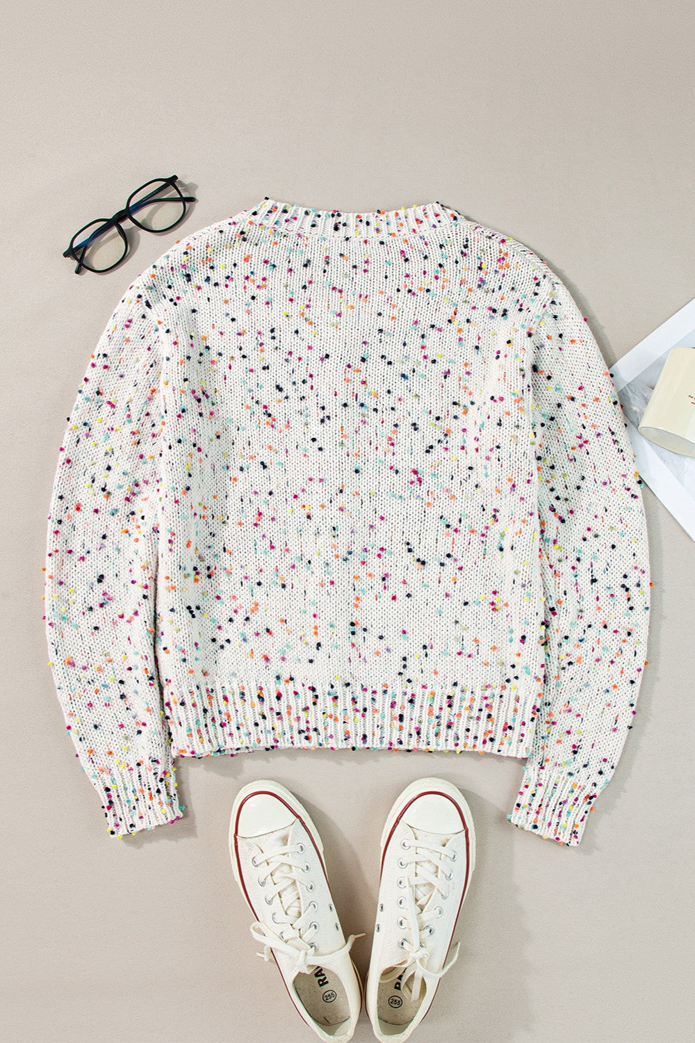 Women's speckled knit cardigan - detail