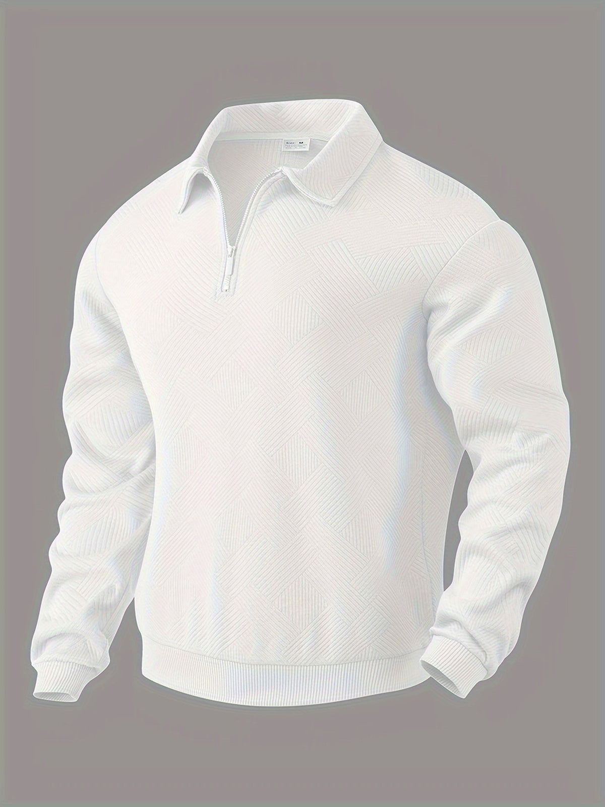 Zip-neck sweatshirt with ribbed hem, full length