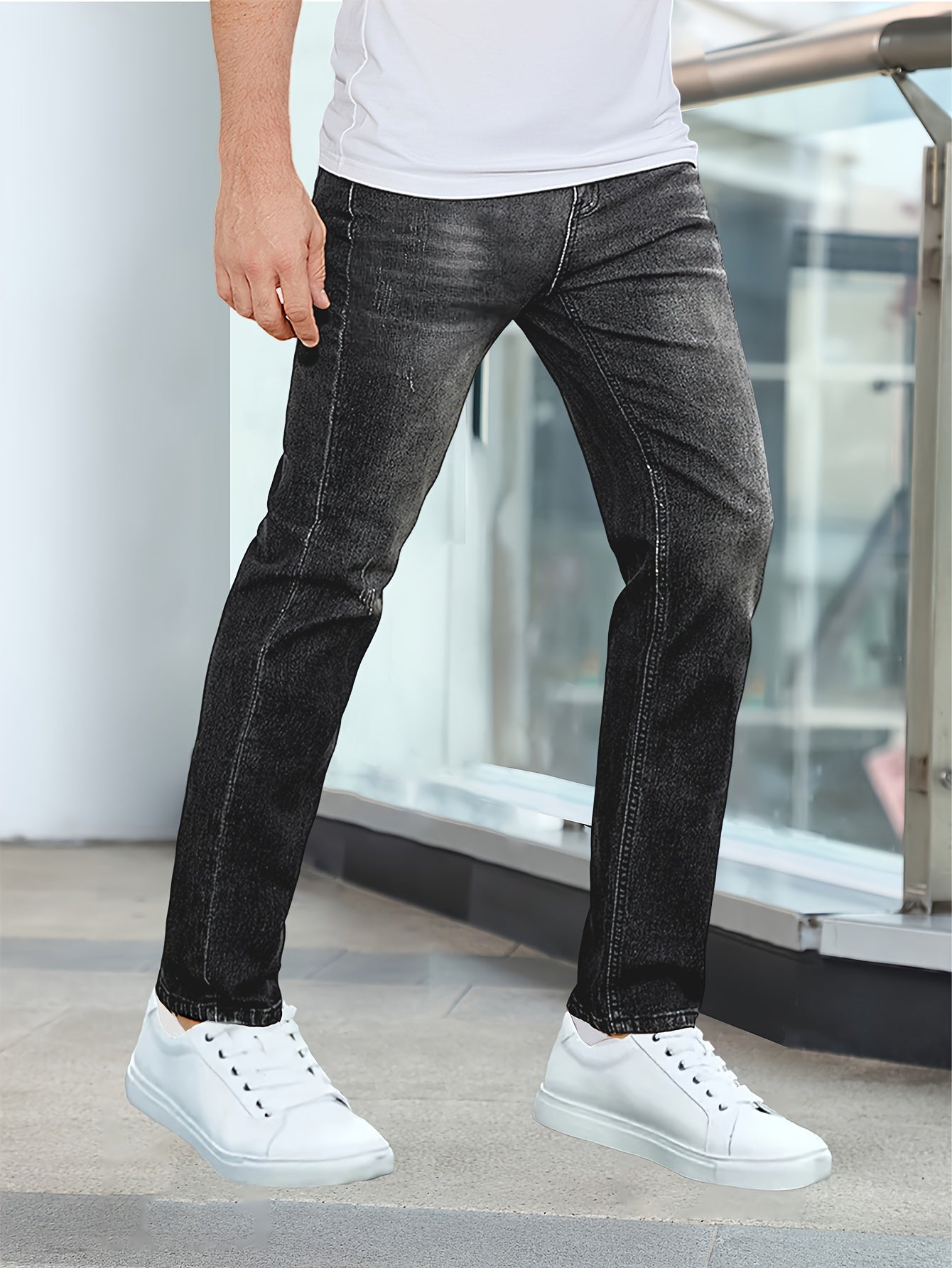 Men's Slim Fit Stretch Jeans - back view | SAINT DOR
