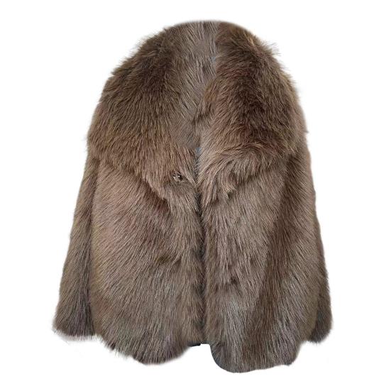 Women's Faux Fur Coat - Cropped with Wide Collar