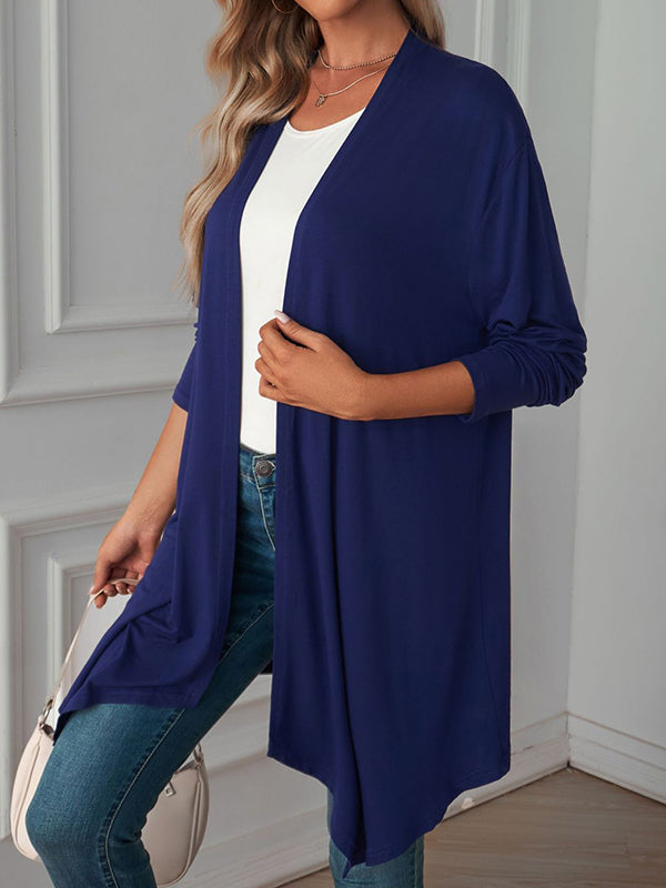 Light waterfall jacket with a draped collar and an open front