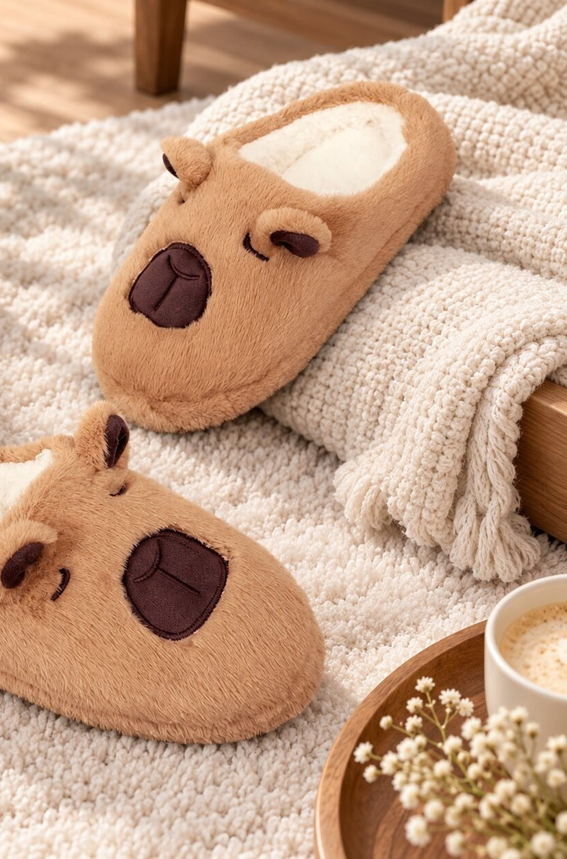 Capybara slippers for women with little ears and a plush lining - view 5