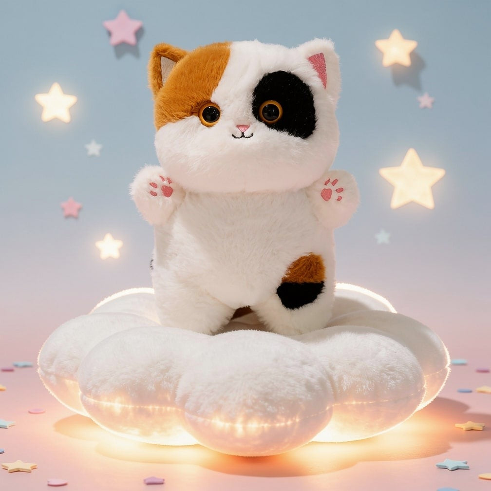 20 cm cat soft toy with big eyes - calico