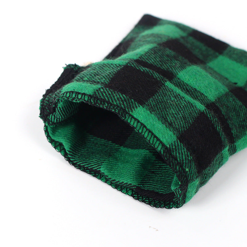 Check fabric Christmas gift bags with a natural drawstring