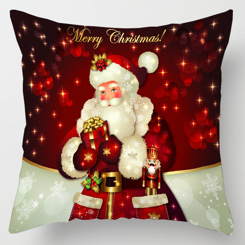 Christmas cushion cover, 45 x 45 cm, with a festive print - father christmas on red