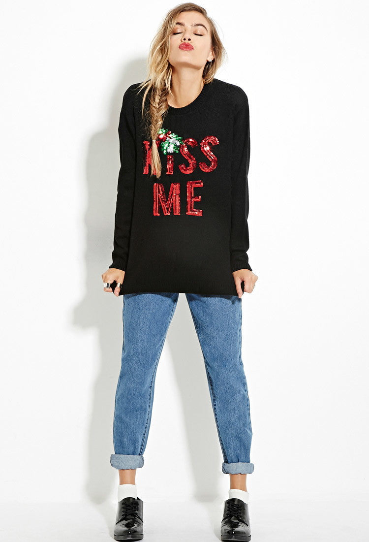 Women's knitted Christmas jumper with a snowman or sequin design