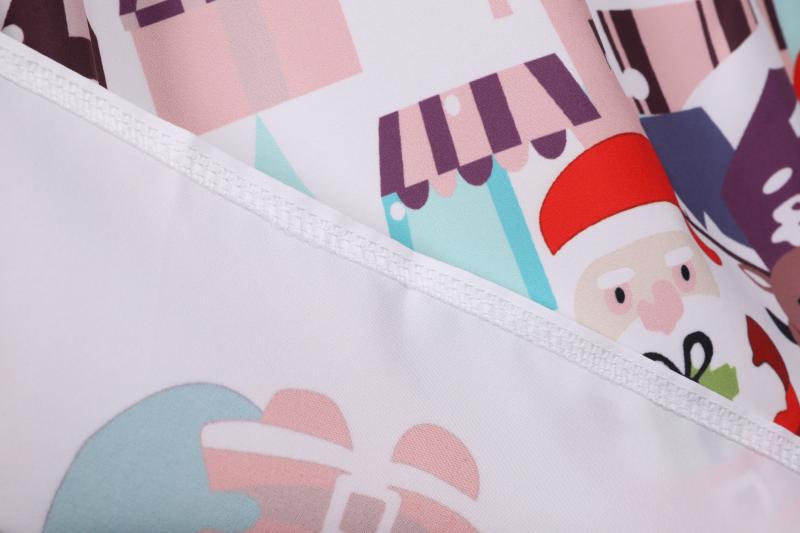 Women's short-sleeved Christmas swing dress with a Christmas village print