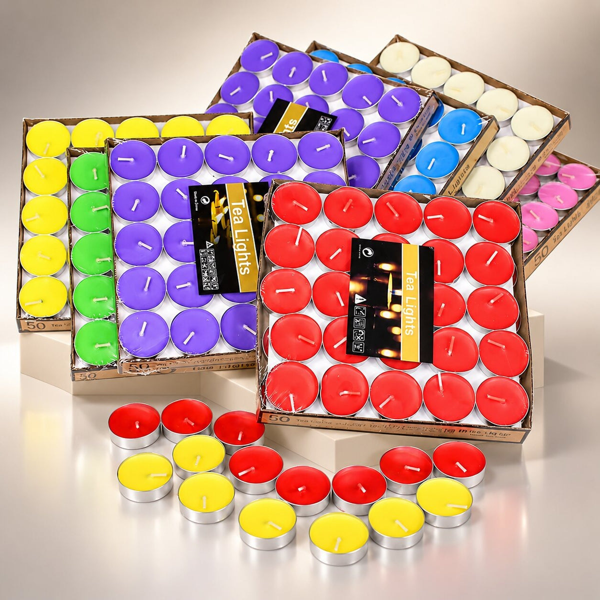 Citronella-scented tea lights in boxes of 50